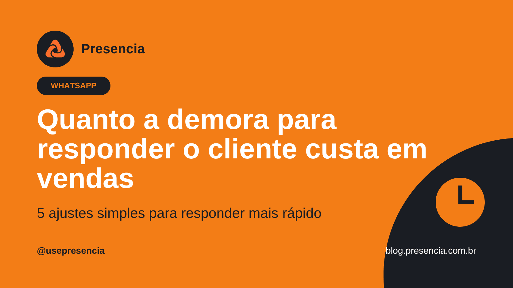 Relógio laranja ao lado do título sobre a demora para responder o cliente no WhatsApp